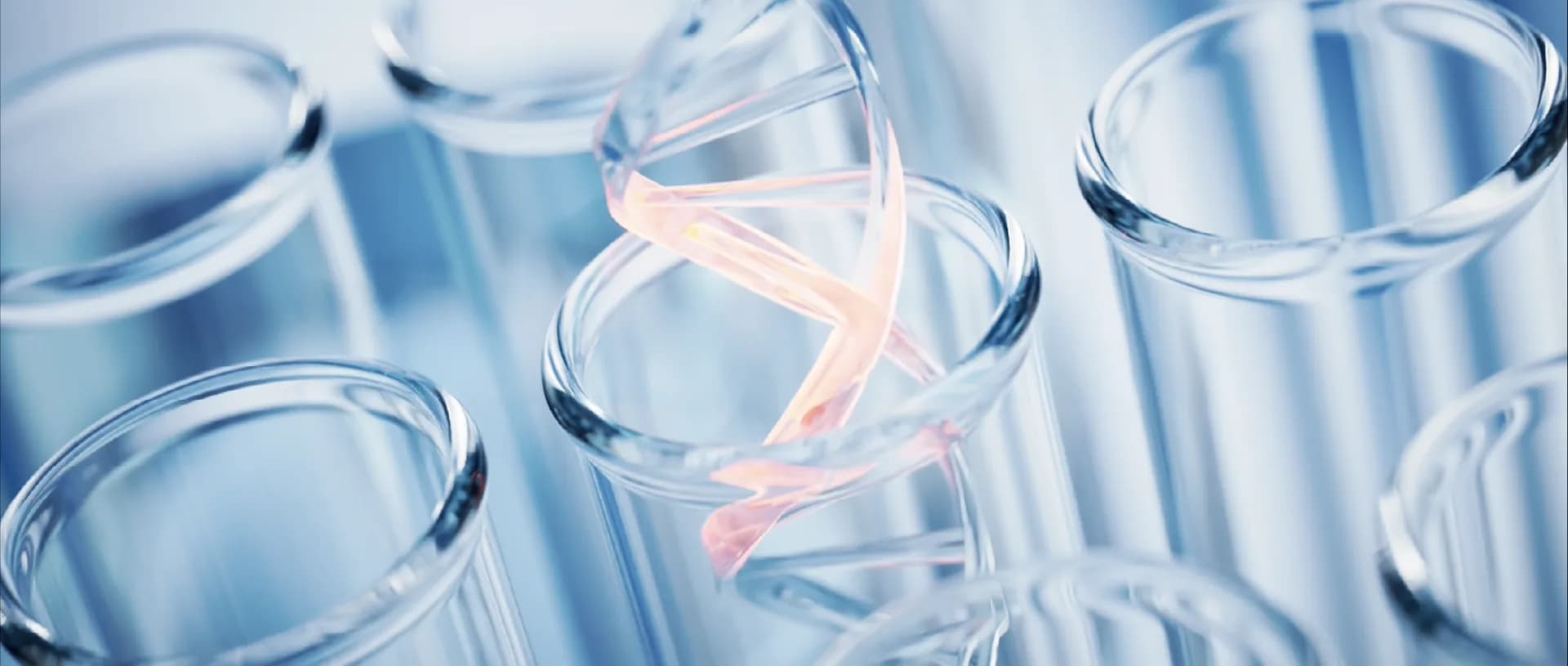 Laboratory glassware containing a pink sample